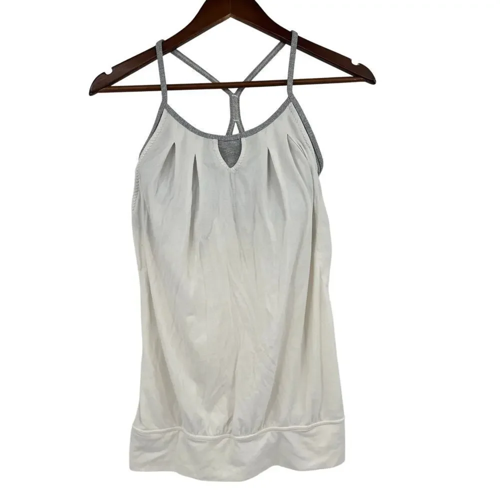 Lululemon No Limits Tank White / Wee Stripe White Fossil top racerback size 4